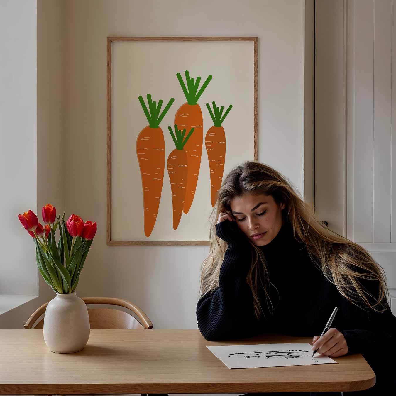 Vrolijke Wortel Illustratie Poster-WallArtistic