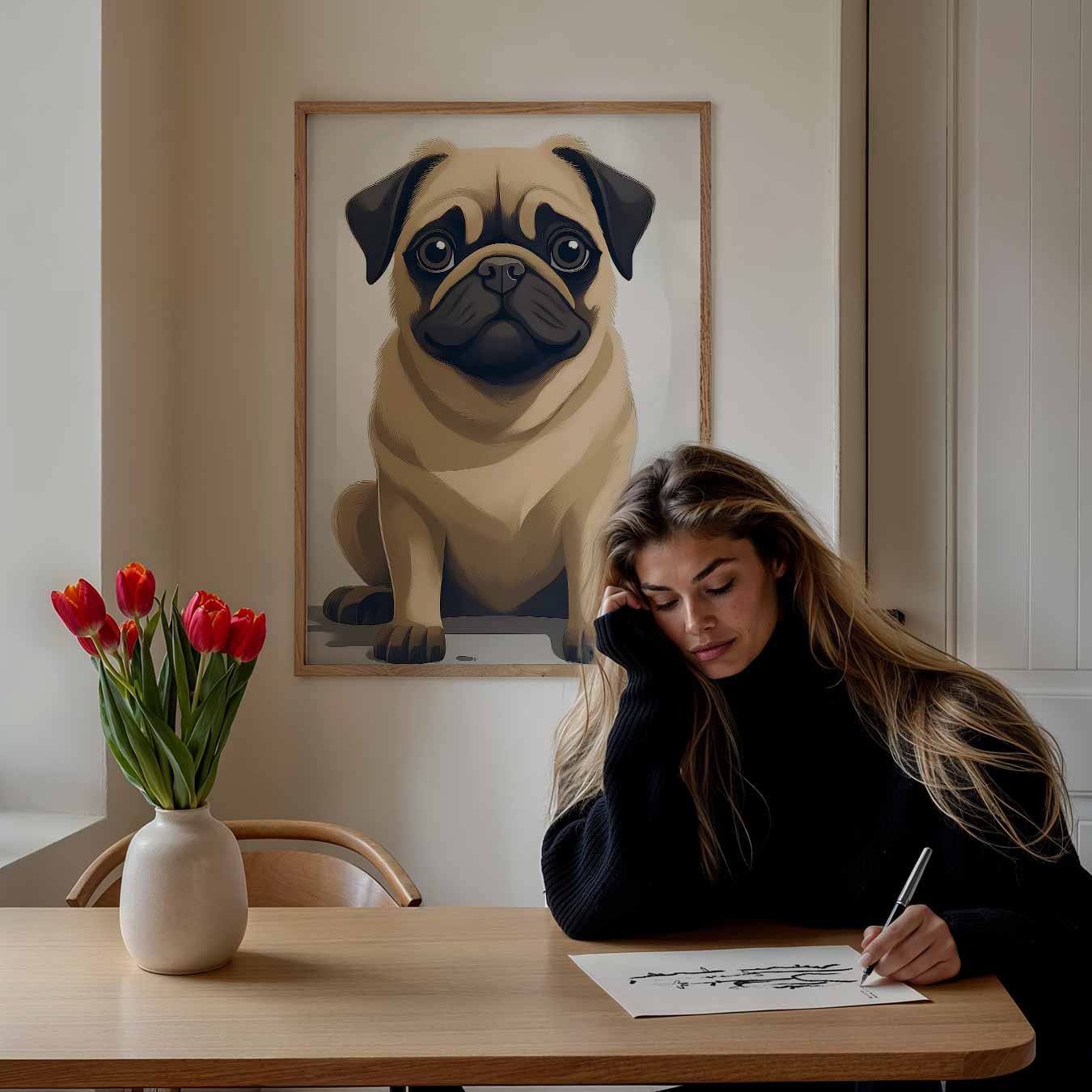 Schattige Mopshond Poster-WallArtistic
