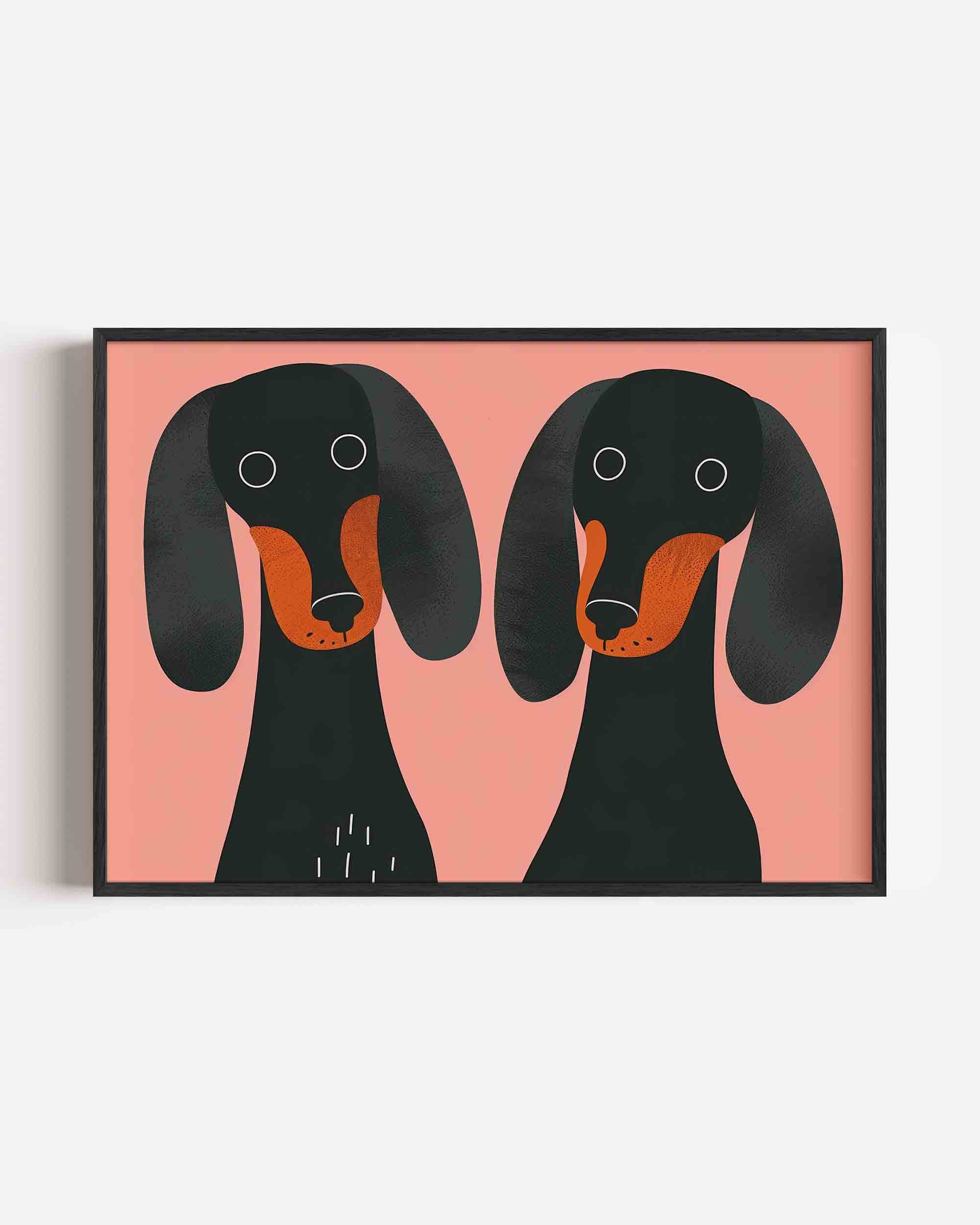 Twee honden op roze Poster