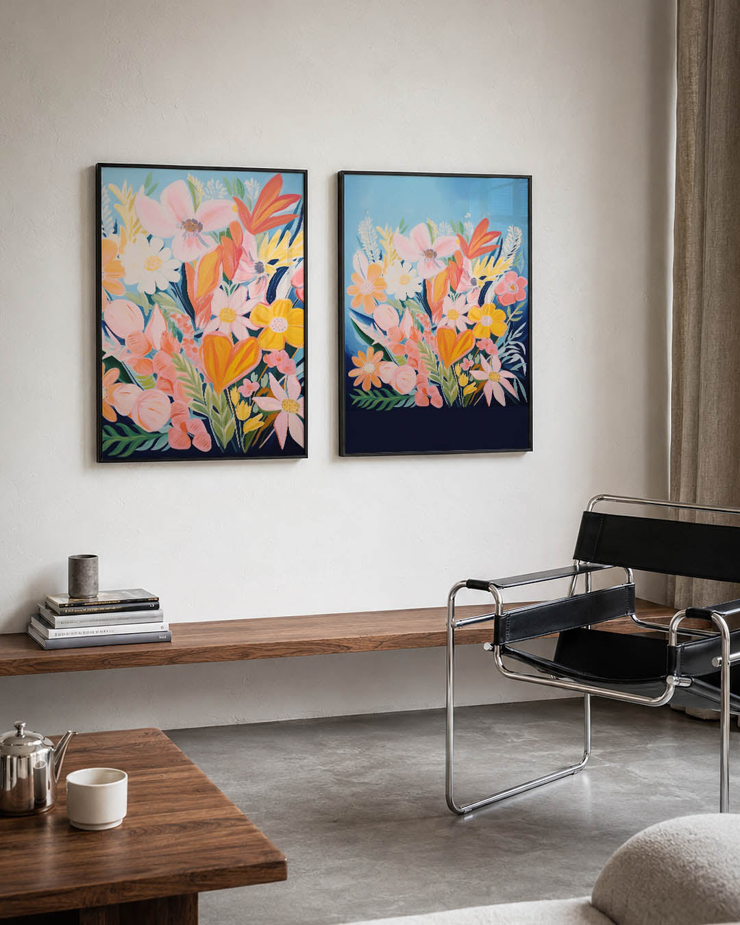 Bloemrijke kleurvlakken Posterset
