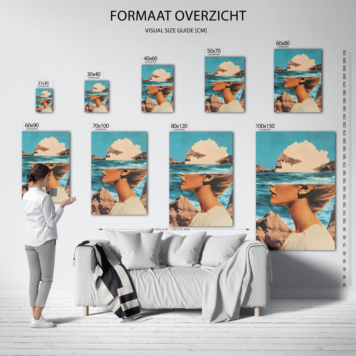 Vrouwenportret en zee Poster