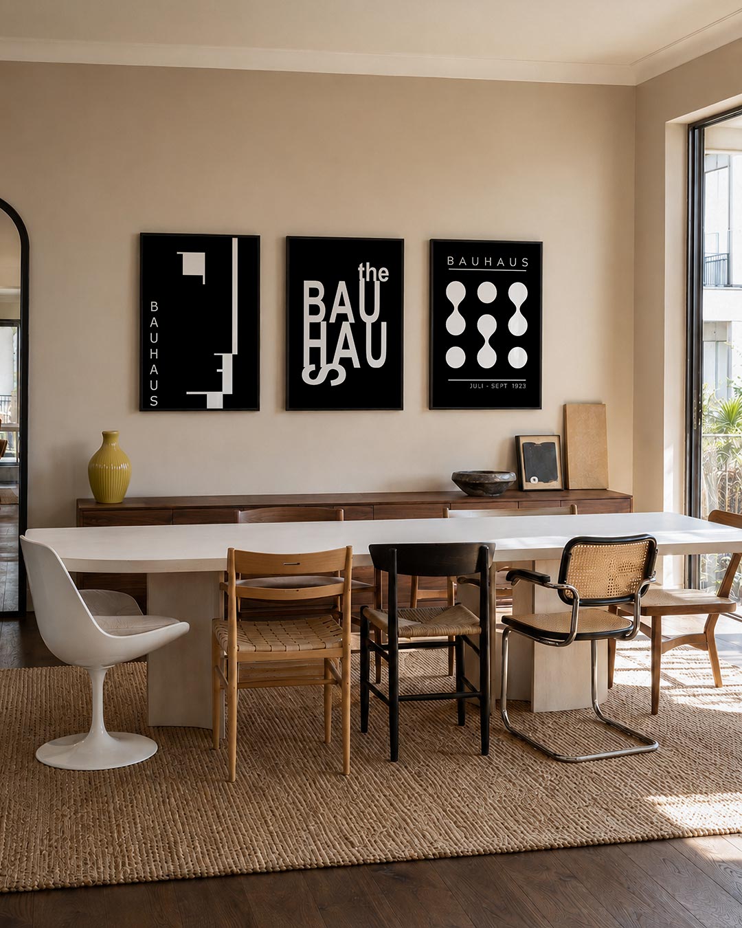Zwart wit lijnenspel Posterset