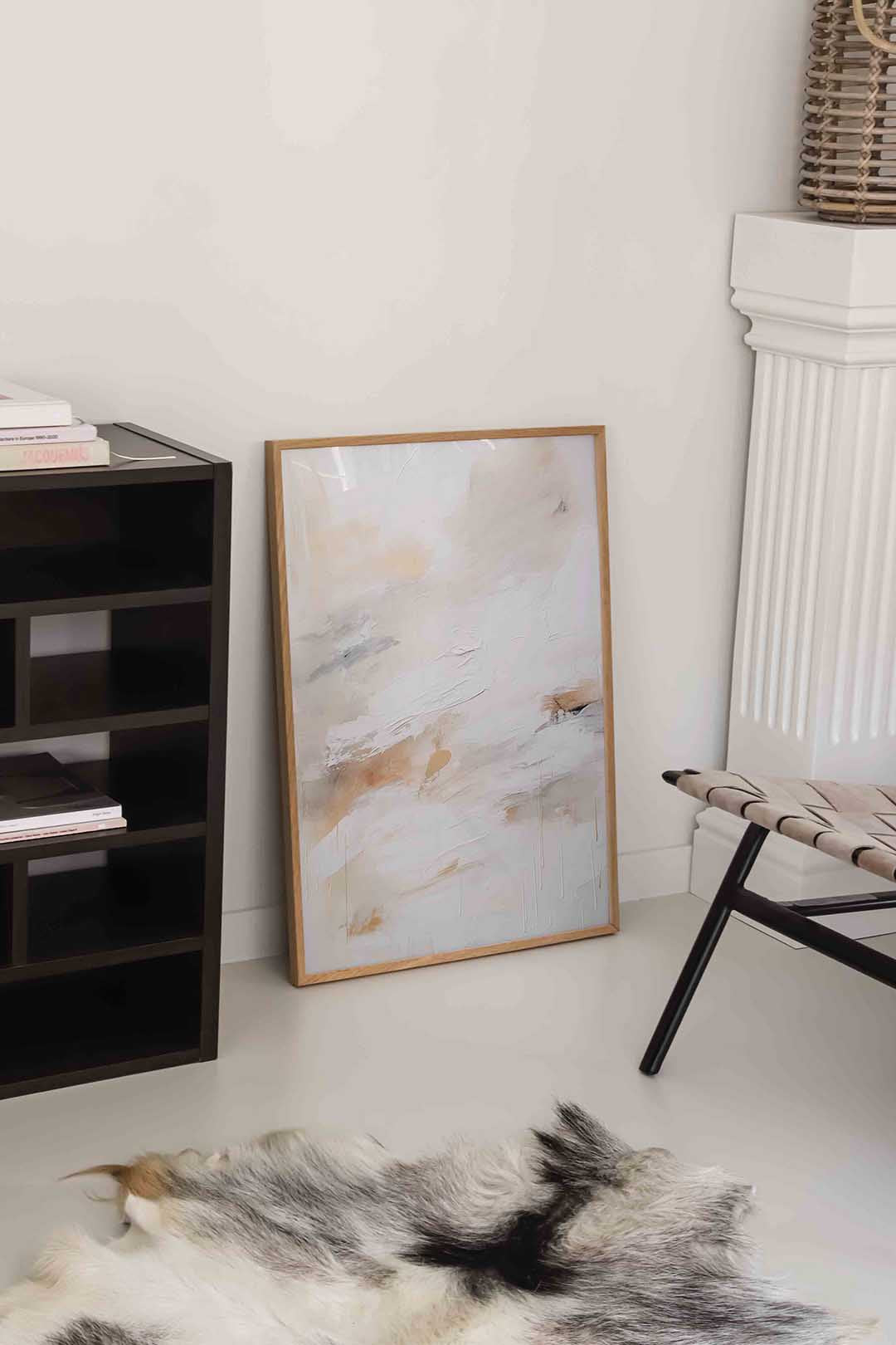 Abstracte beige en witte Poster