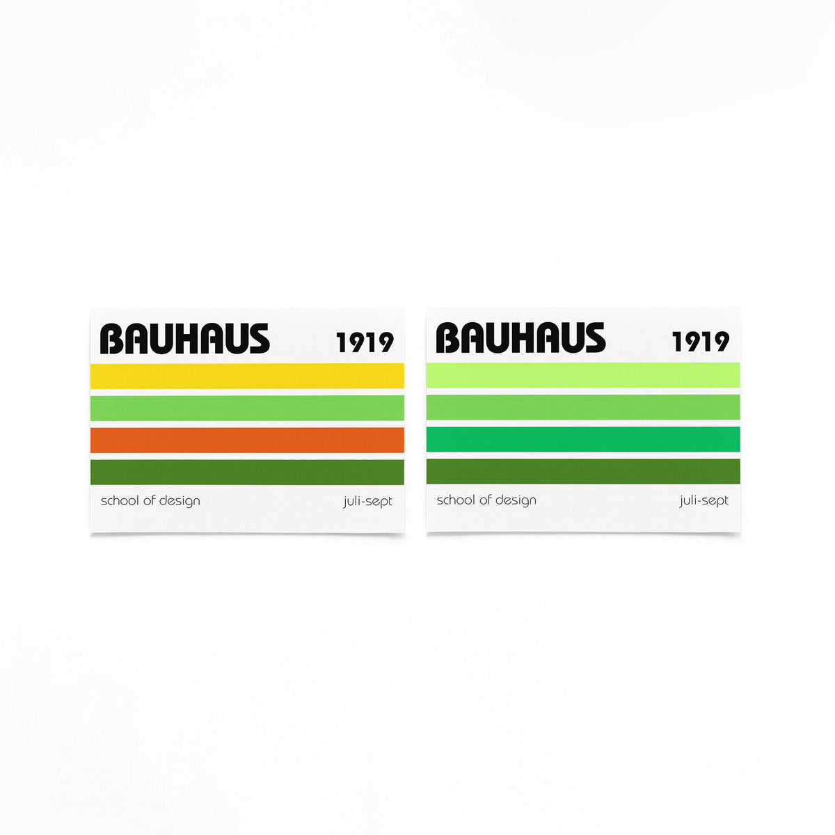Twee landscape posters met gestreepte kleurbanen poster set als vrijstaande productfoto