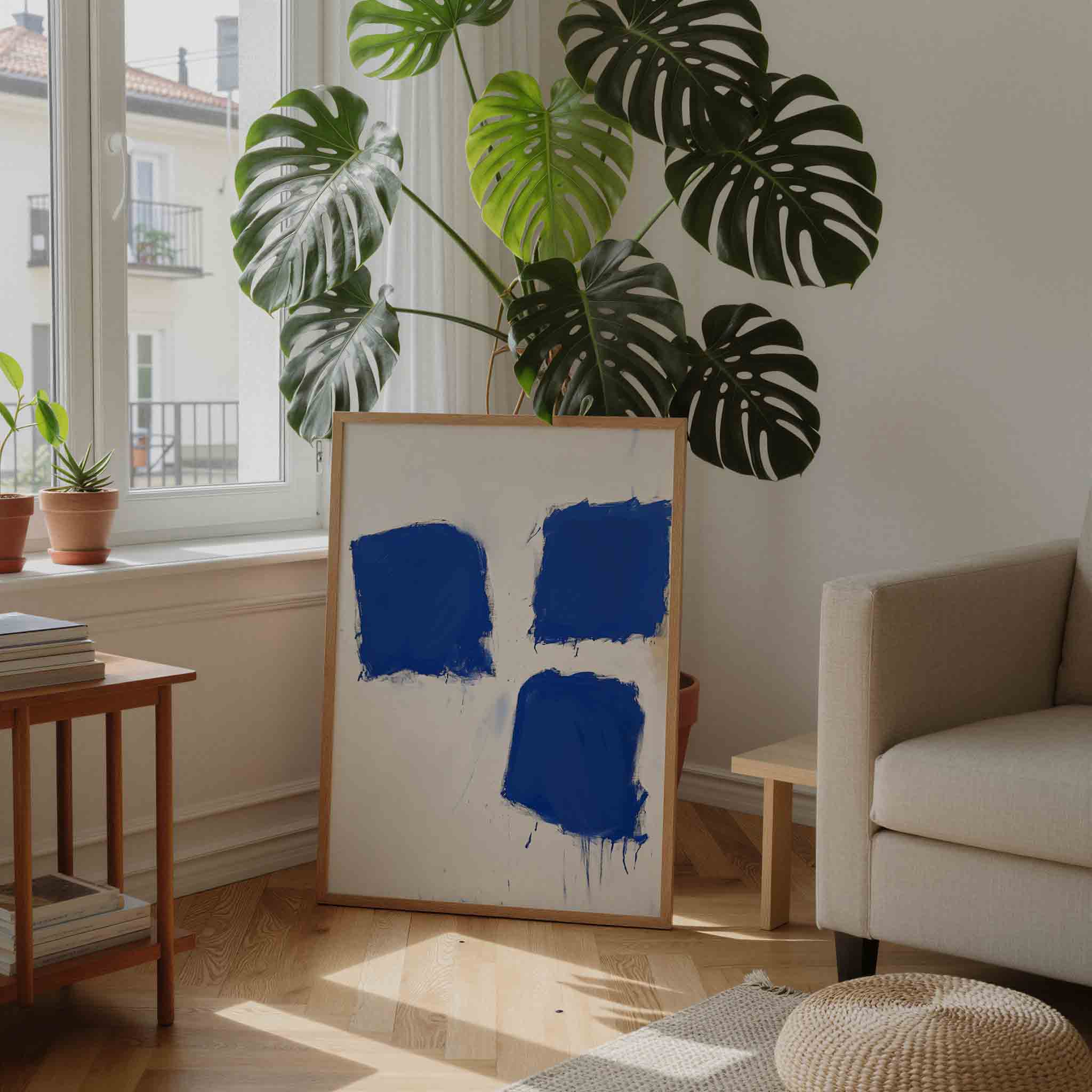 Blauwe vlakken Poster