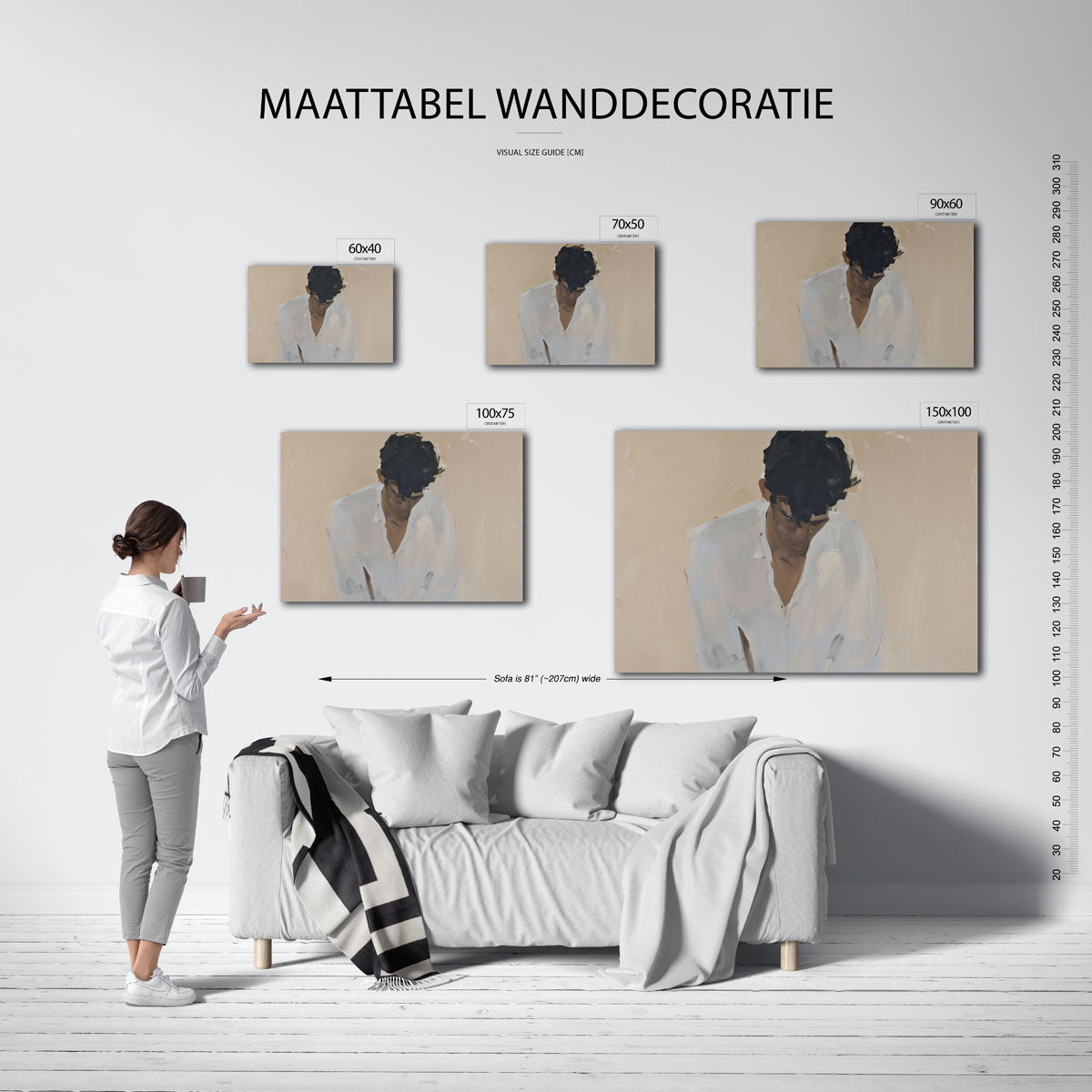 Verstilde portretstudie Kunstwerk