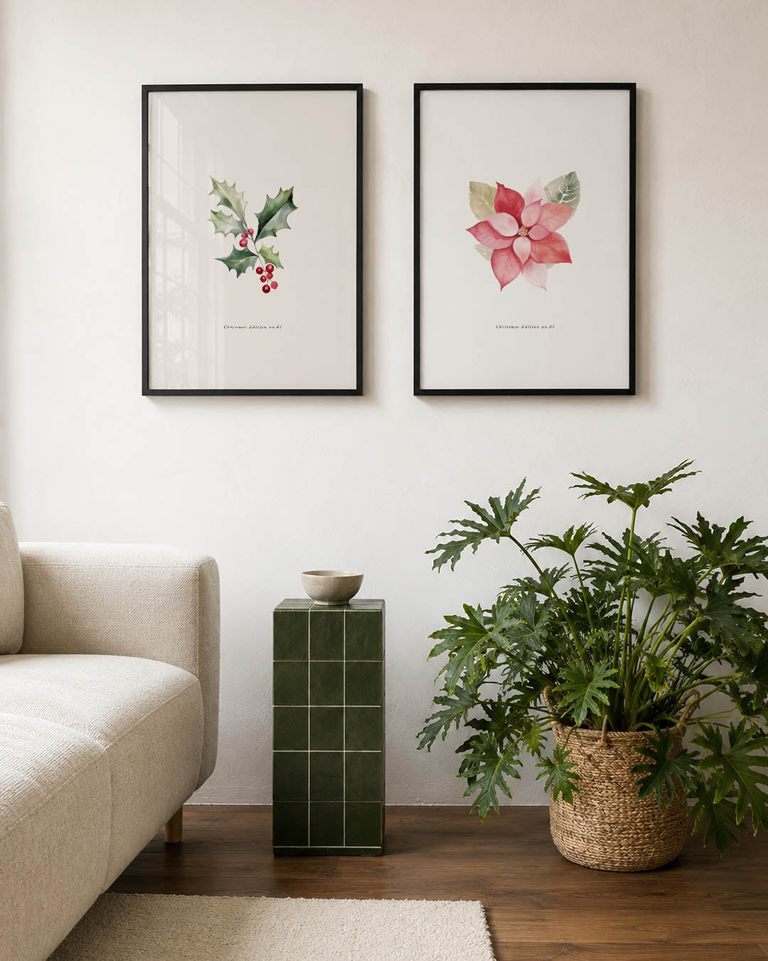 Natuurlijke kerstkleuren Posterset