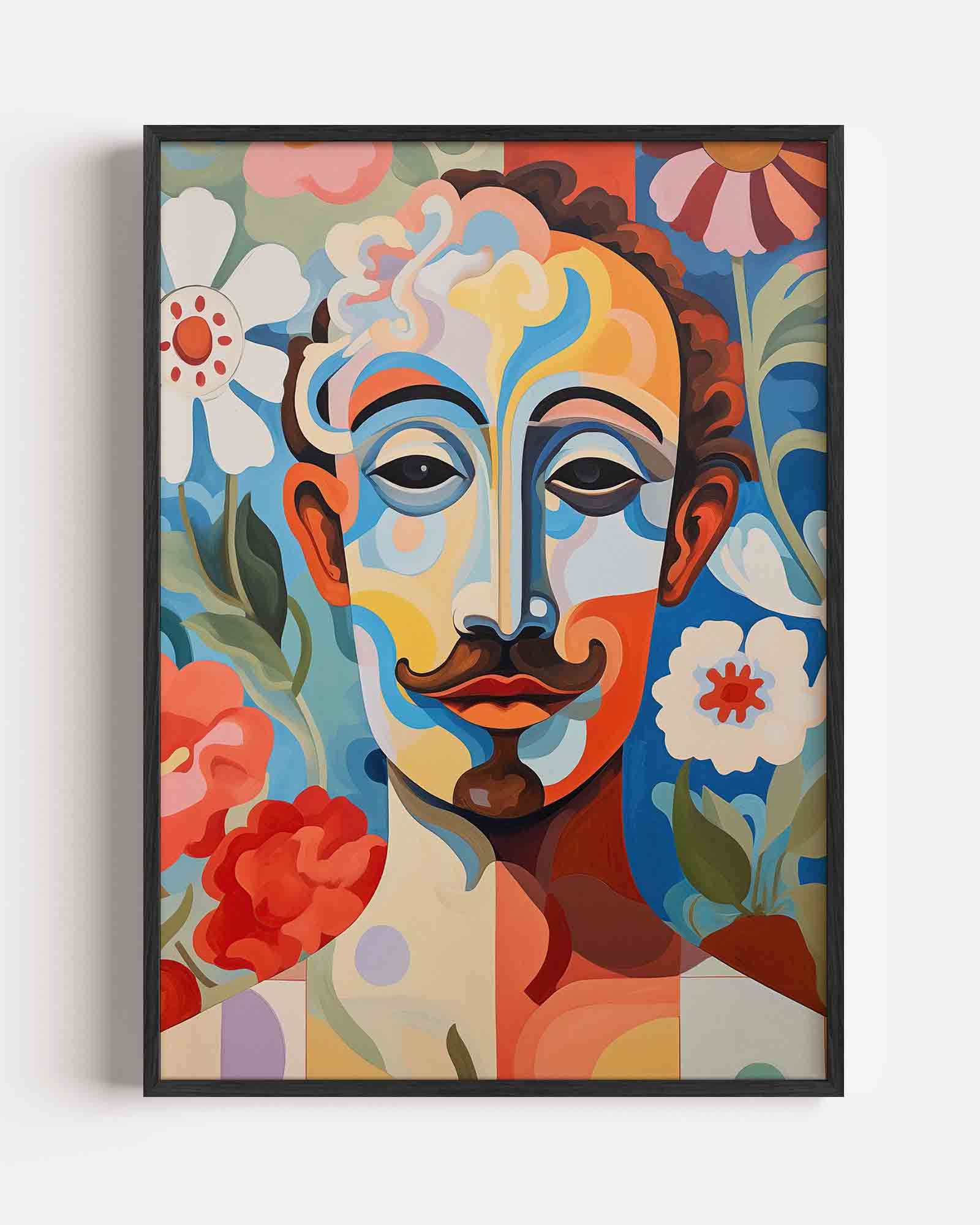 Gezicht met bloemen Poster