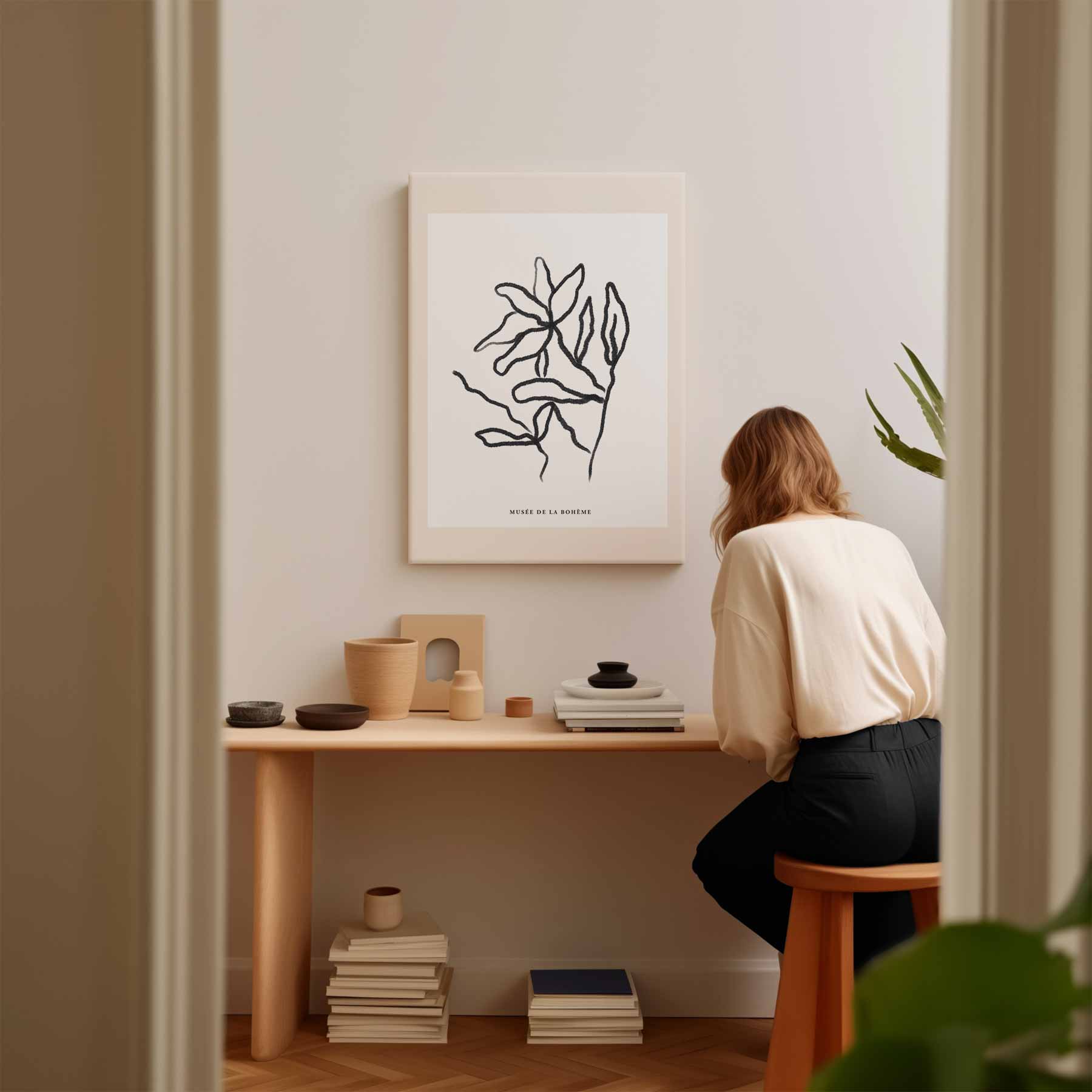 Organische Lijnen Bloem Kunstwerk-canvas-dibond-plexiglas-wanddecoratie-WallArtistic
