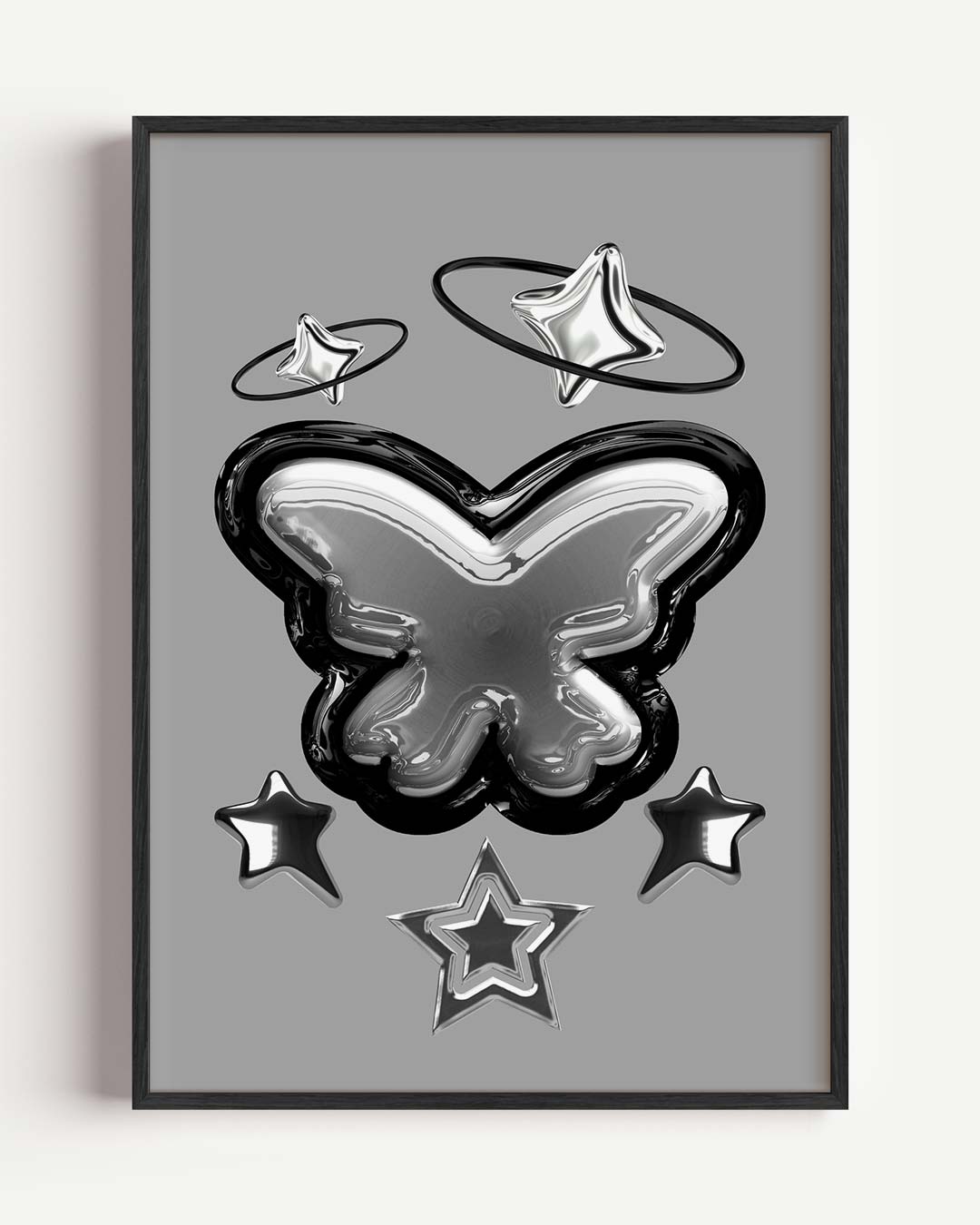 Stijlvolle Vlinder en Sterren Poster-WallArtistic