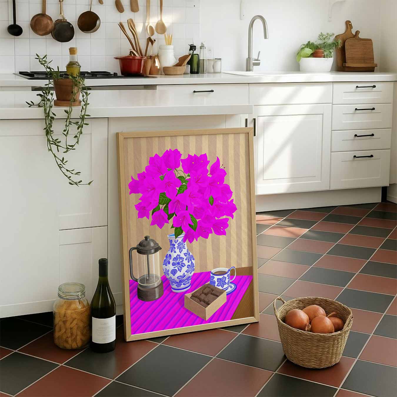 Bloemen en Koffie Poster-WallArtistic