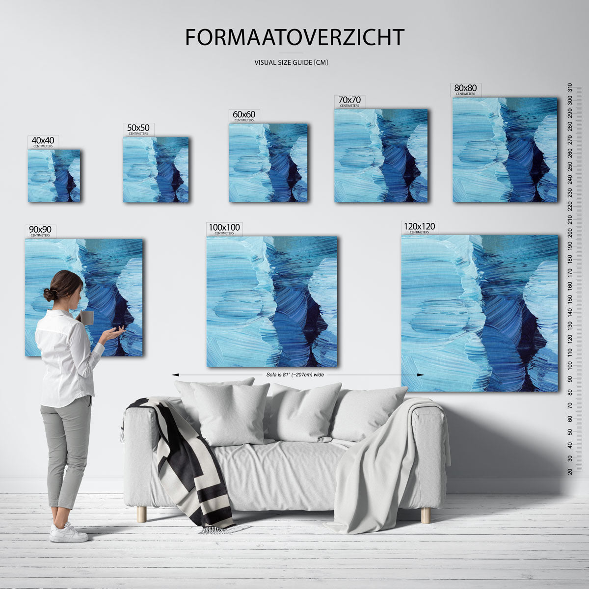 Blauwe penseelstreken Poster