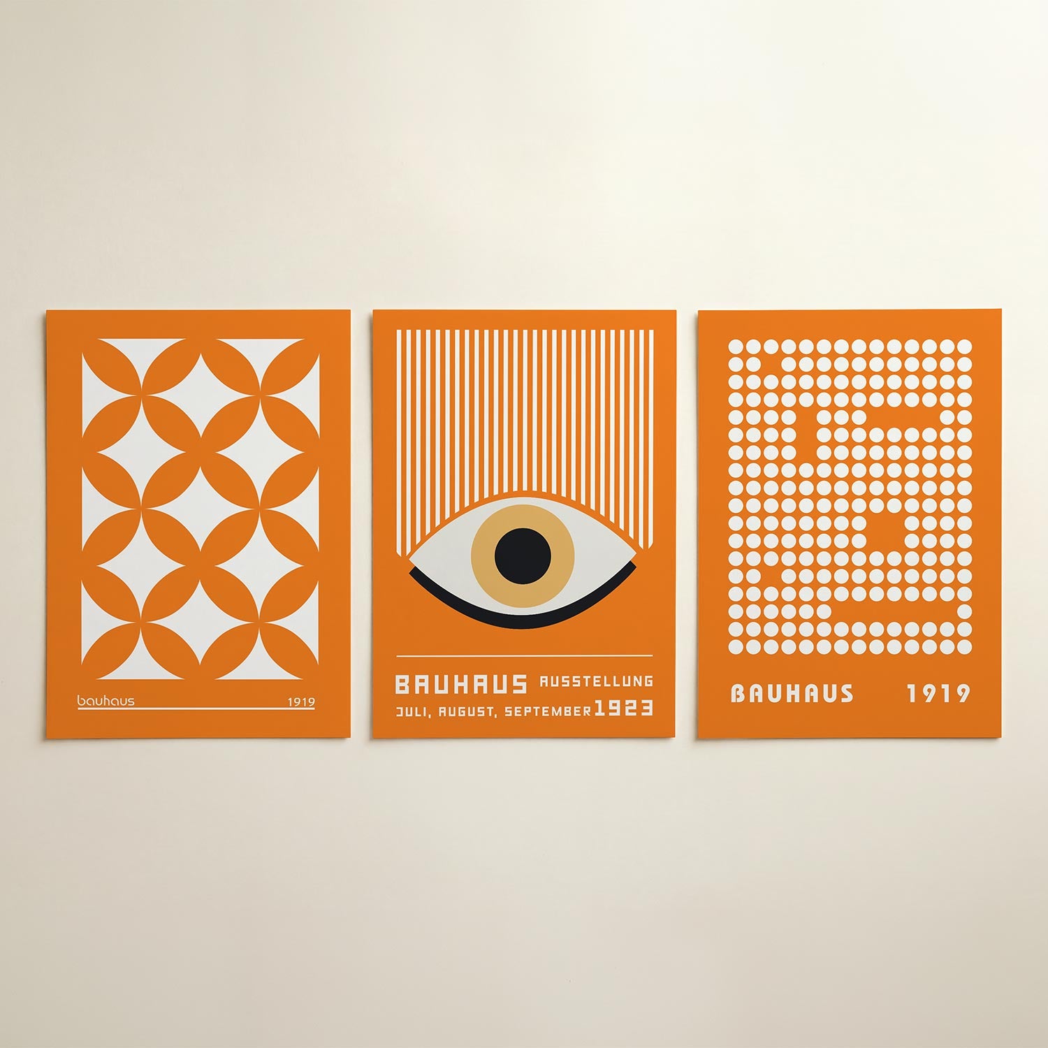 Oranje vormenpatroon Posterset