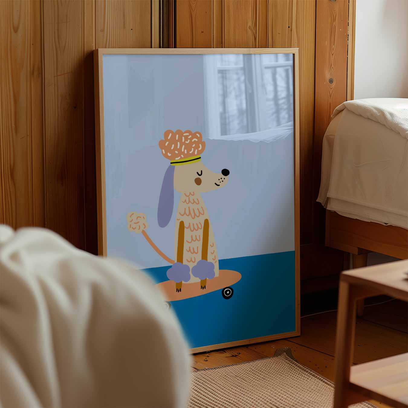 Schattige Hond op Skateboard Poster-WallArtistic