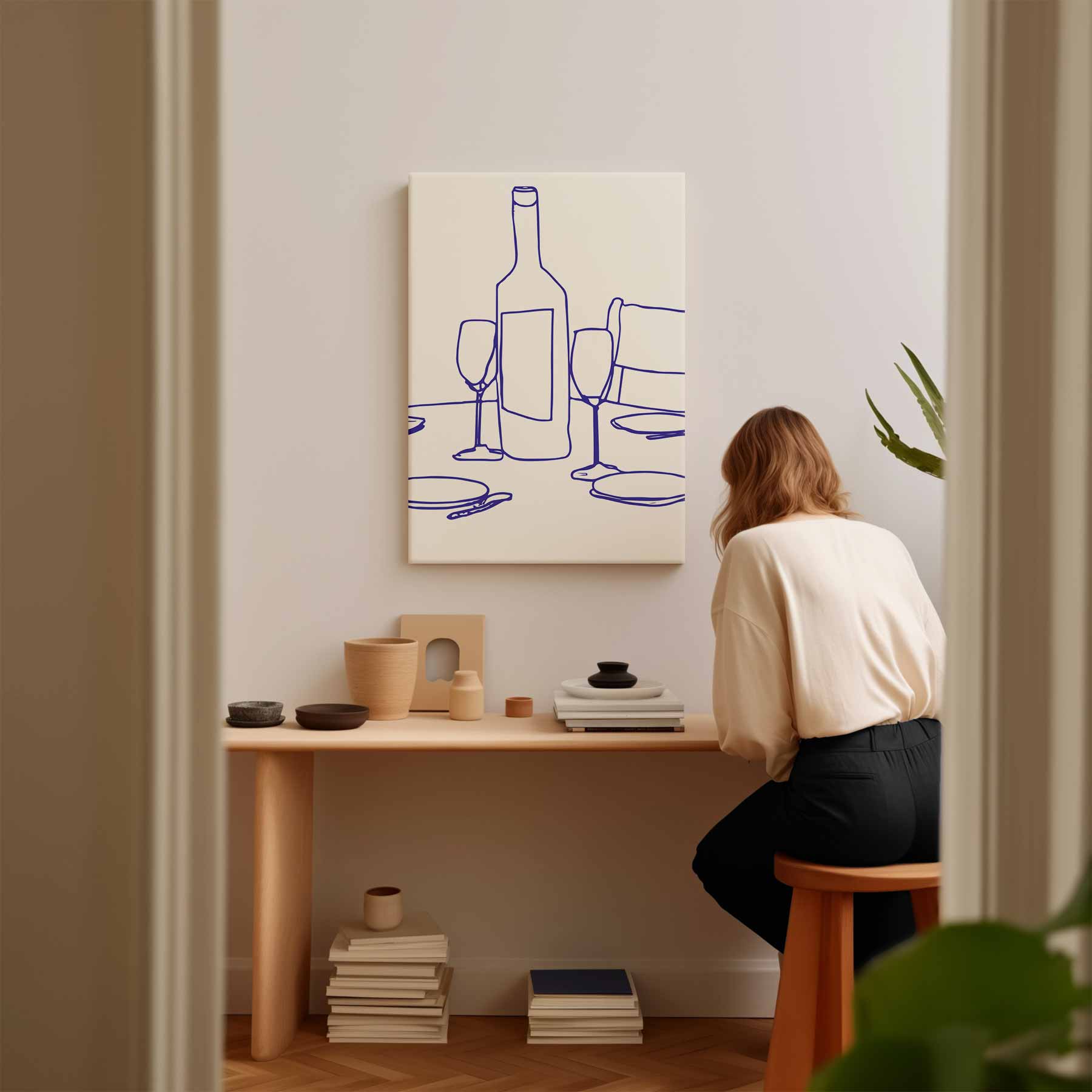 Stijlvolle Tafelscène Illustratie Kunstwerk-canvas-dibond-plexiglas-wanddecoratie-WallArtistic