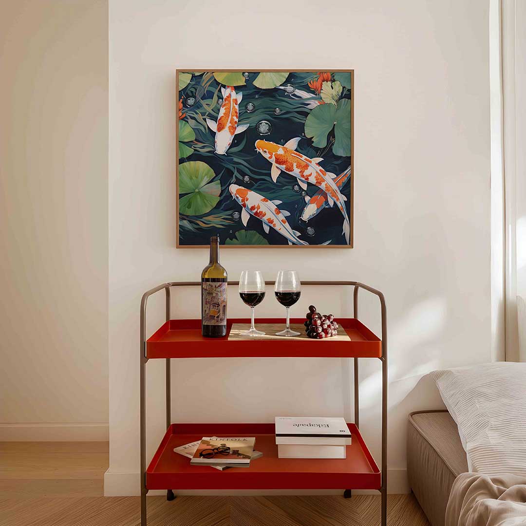 Koi vissen en waterlelies Poster