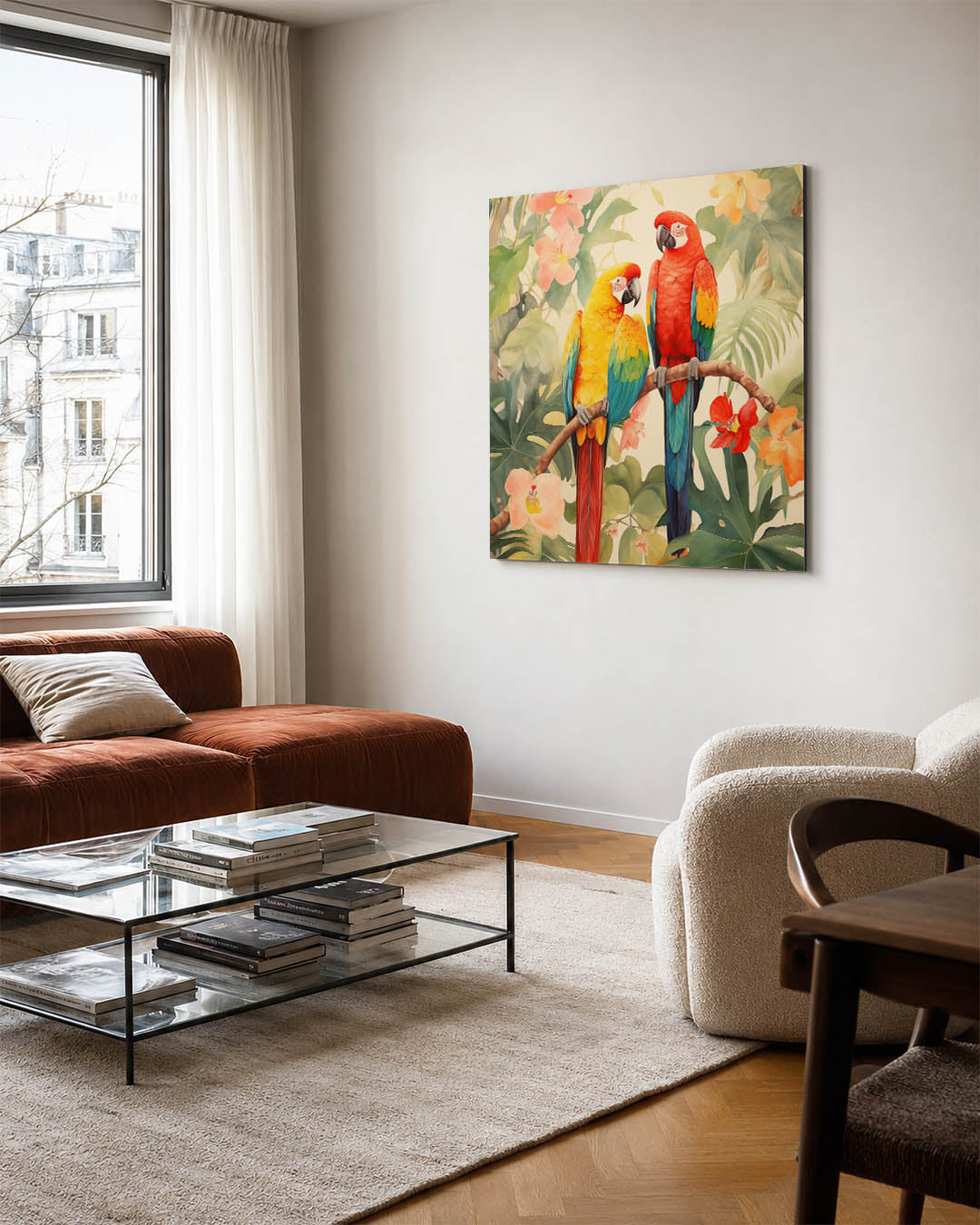 Tropische papegaaien Kunstwerk