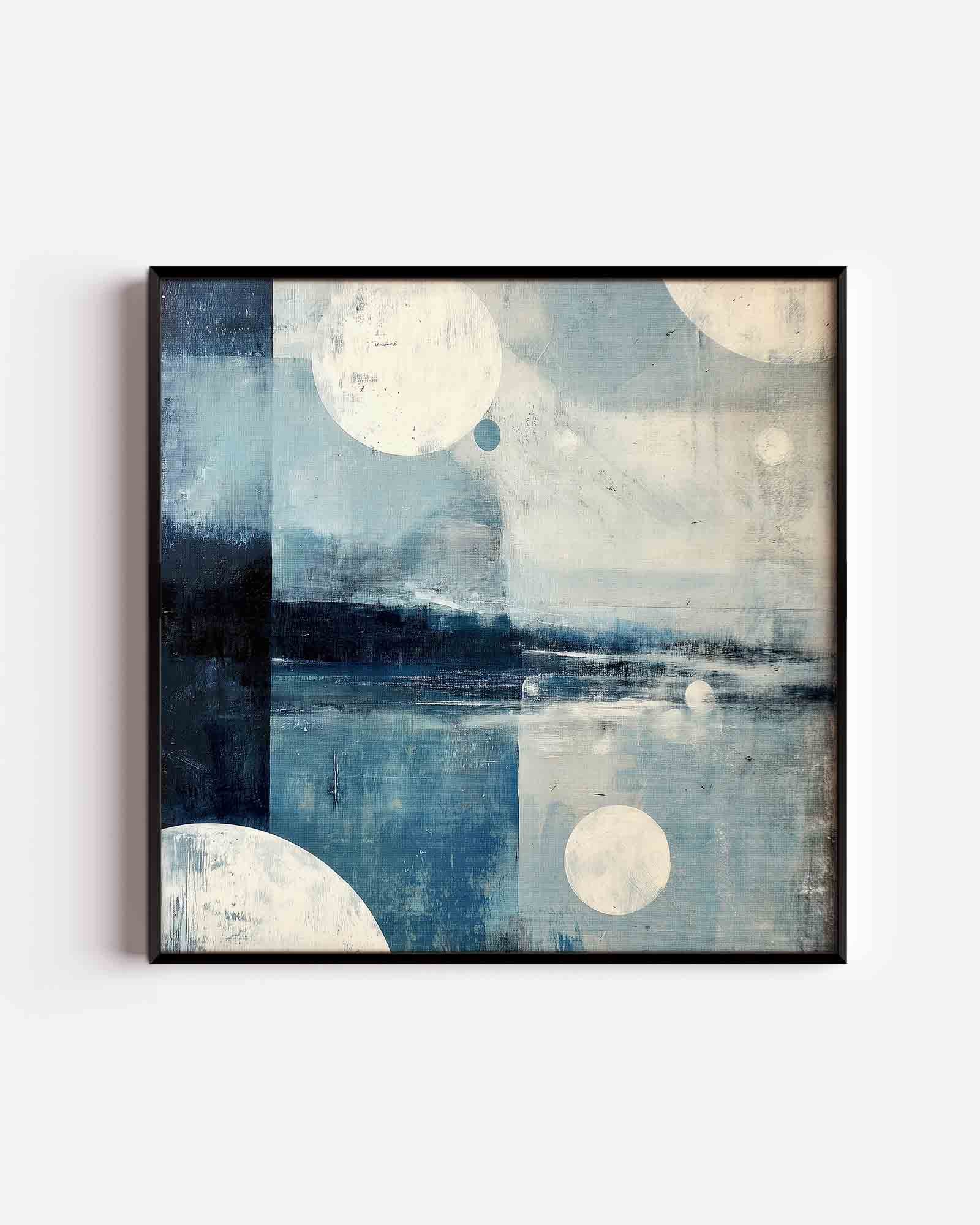 Blauwe cirkels en landschappen Poster