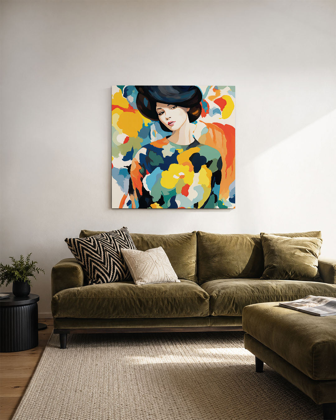 Vrouwelijk portret kleurenexplosie Kunstwerk