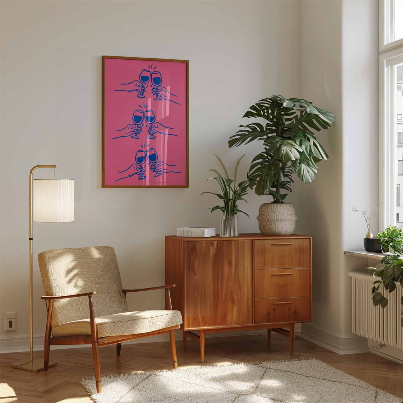Proostende Wijnglazen Poster-WallArtistic