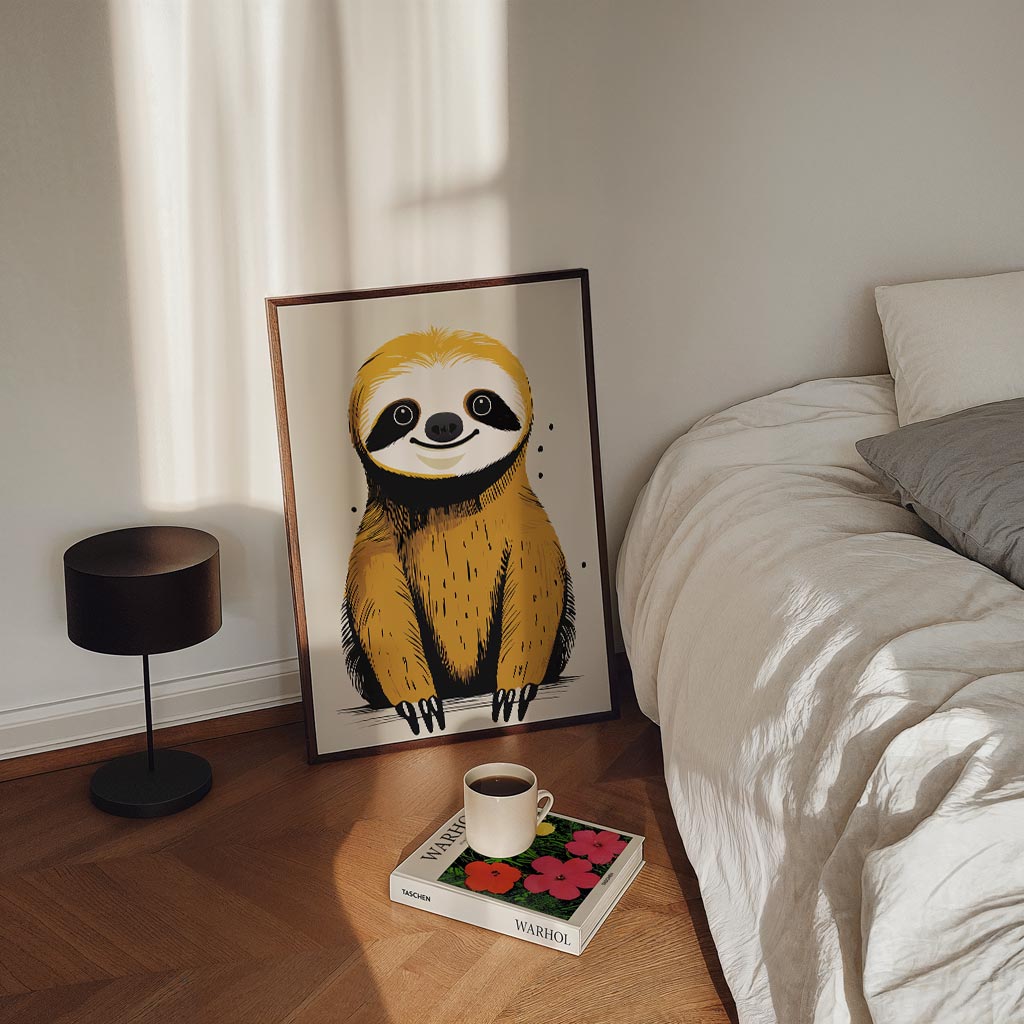 Schattige Luiaard Illustratie Poster-WallArtistic