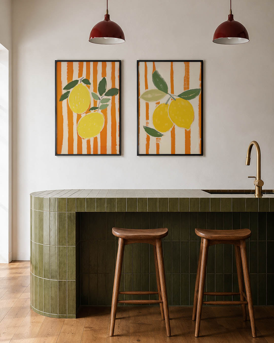 Citrus en strepen Posterset