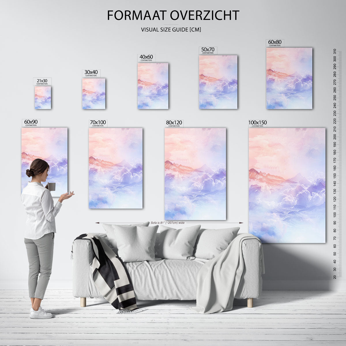 Bergen en wolken Poster