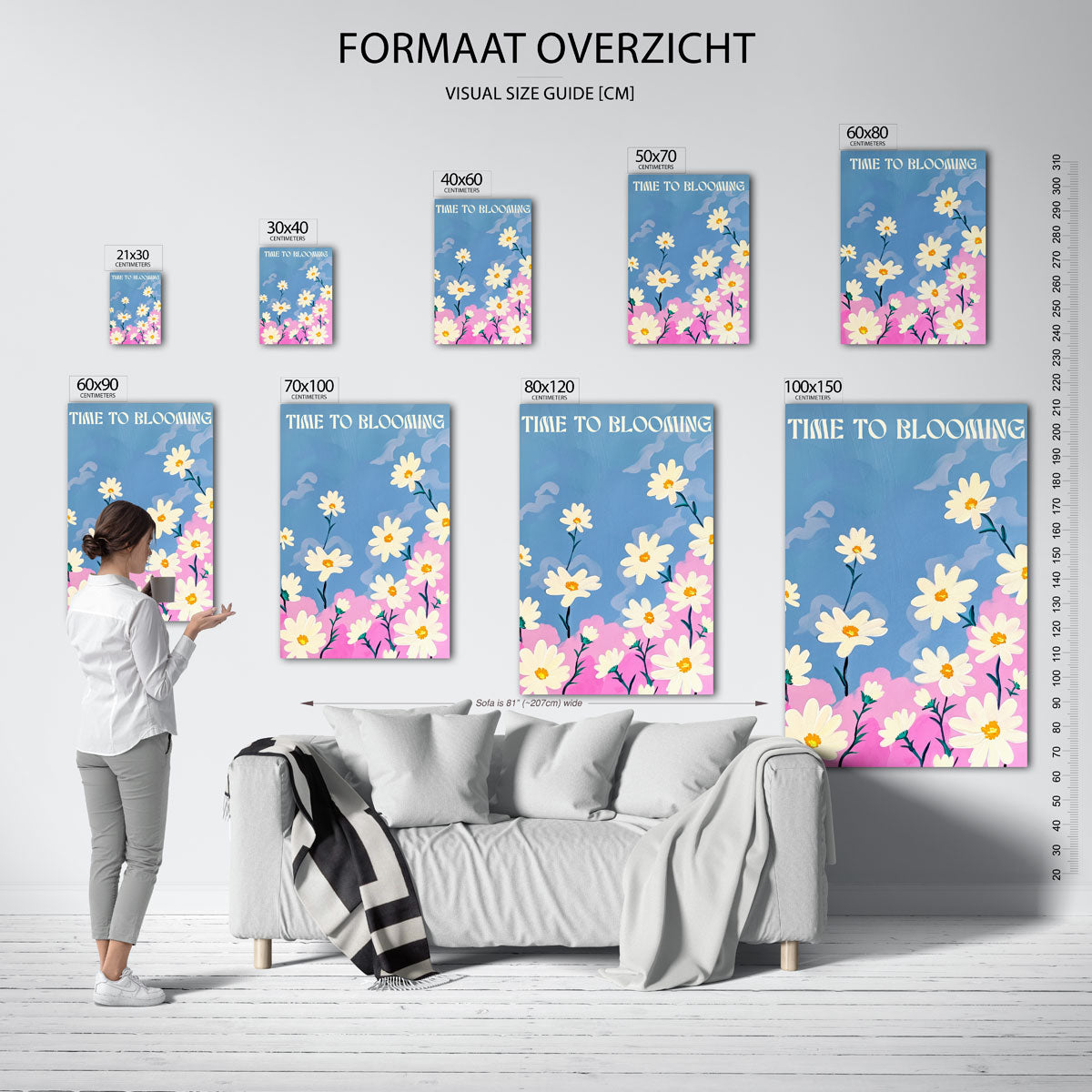 Bloemen en wolken Poster