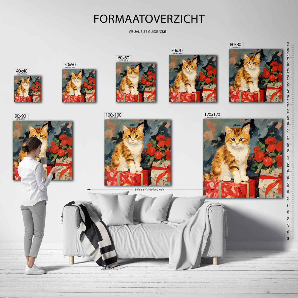 Kat met rode rozen Poster
