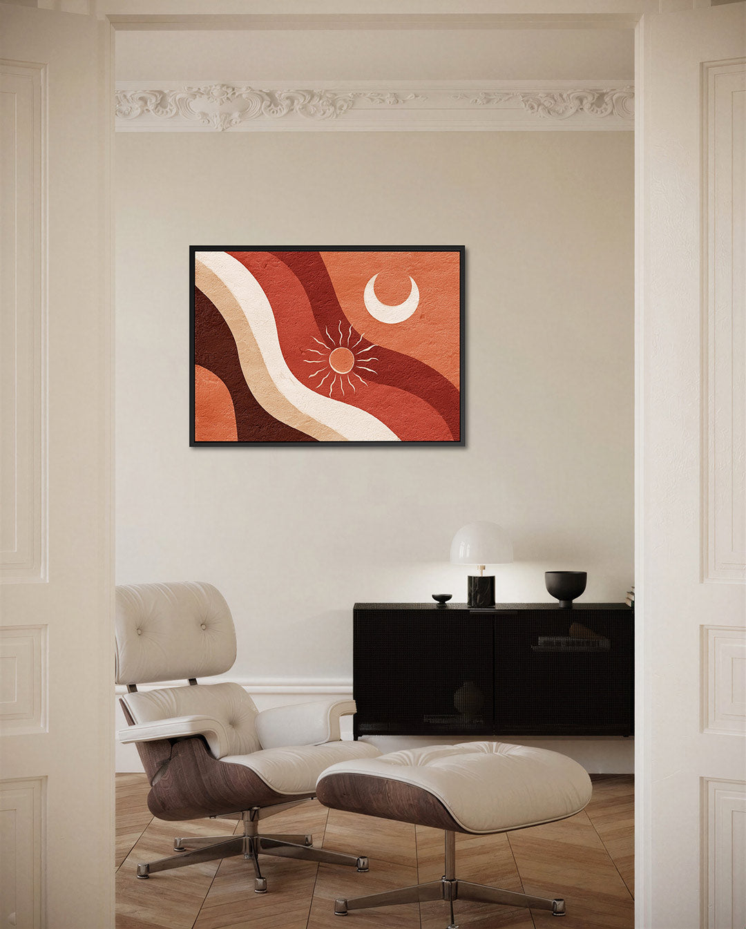 Golvende zon en maan Kunstwerk