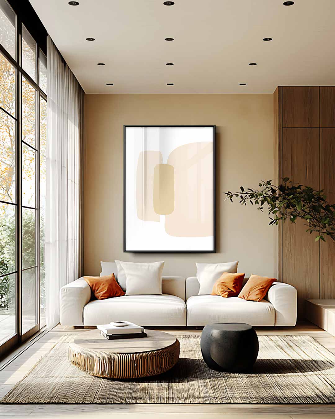 Zachte Aardetinten Abstract Kunstwerk-canvas-dibond-plexiglas-wanddecoratie-WallArtistic