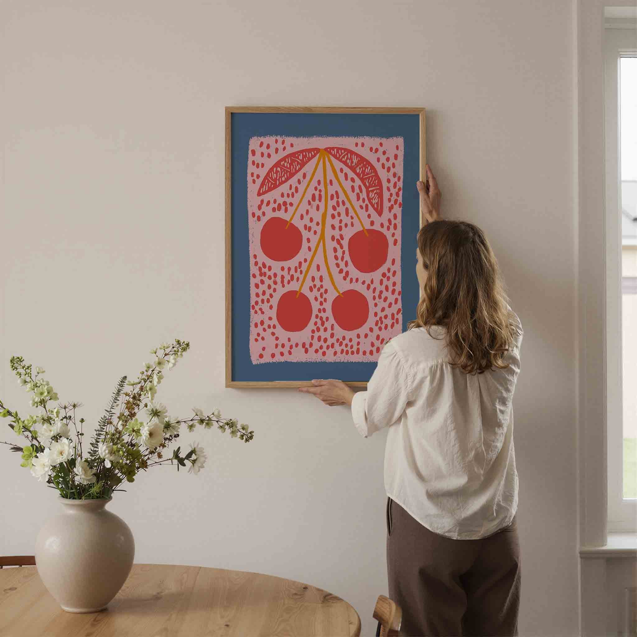Kersen en bladeren Poster