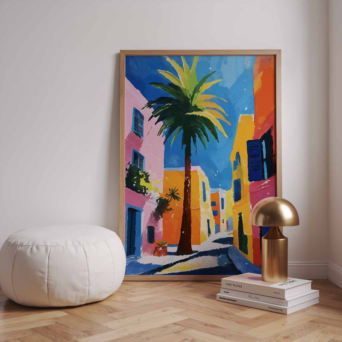 Kleurrijke Straat met Palmbomen Poster-WallArtistic