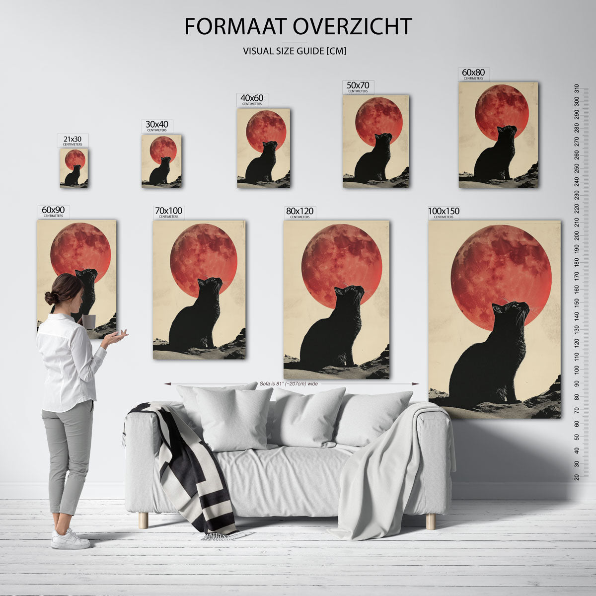 Kat en rode maan Poster
