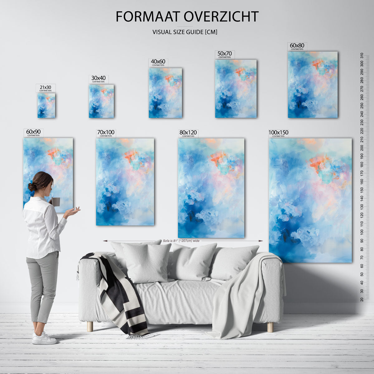 Abstracte blauwe wolken Poster
