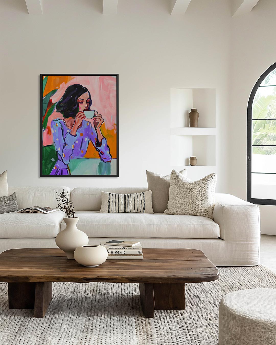 Vrouw met koffiekop Kunstwerk