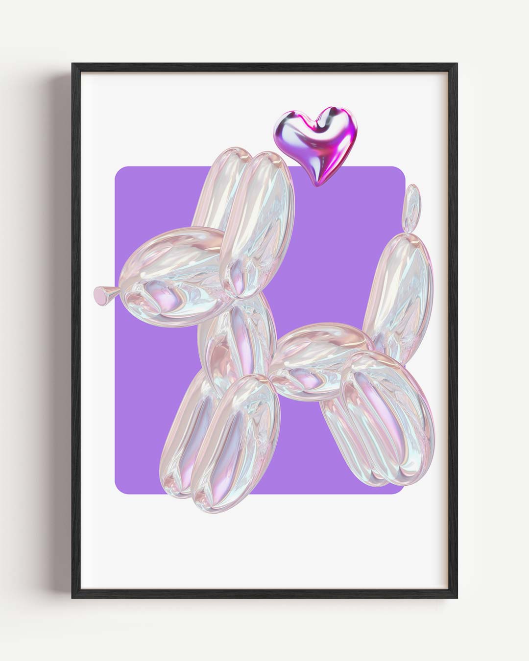 Speelse Ballonhond Poster met Hartje Poster-WallArtistic