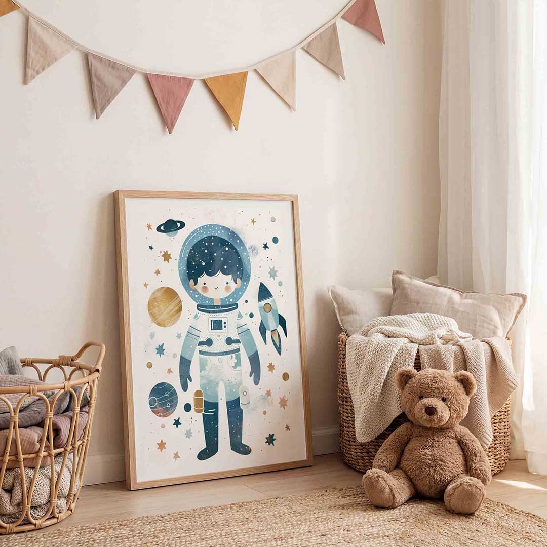 Astronaut en raket Poster