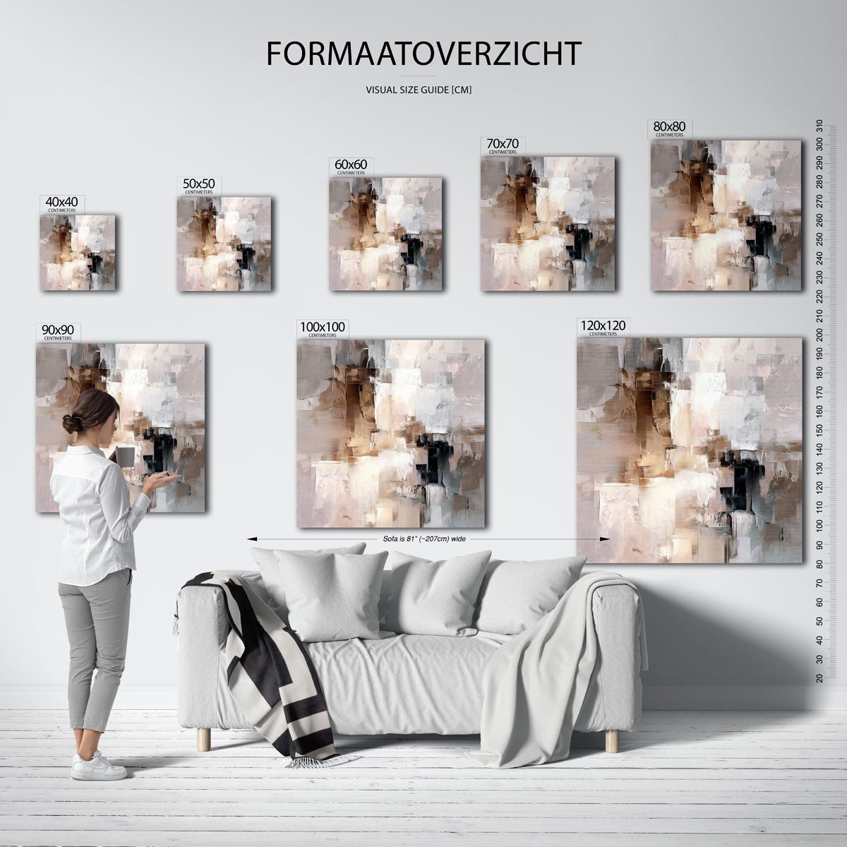 Abstracte beige en bruine Poster