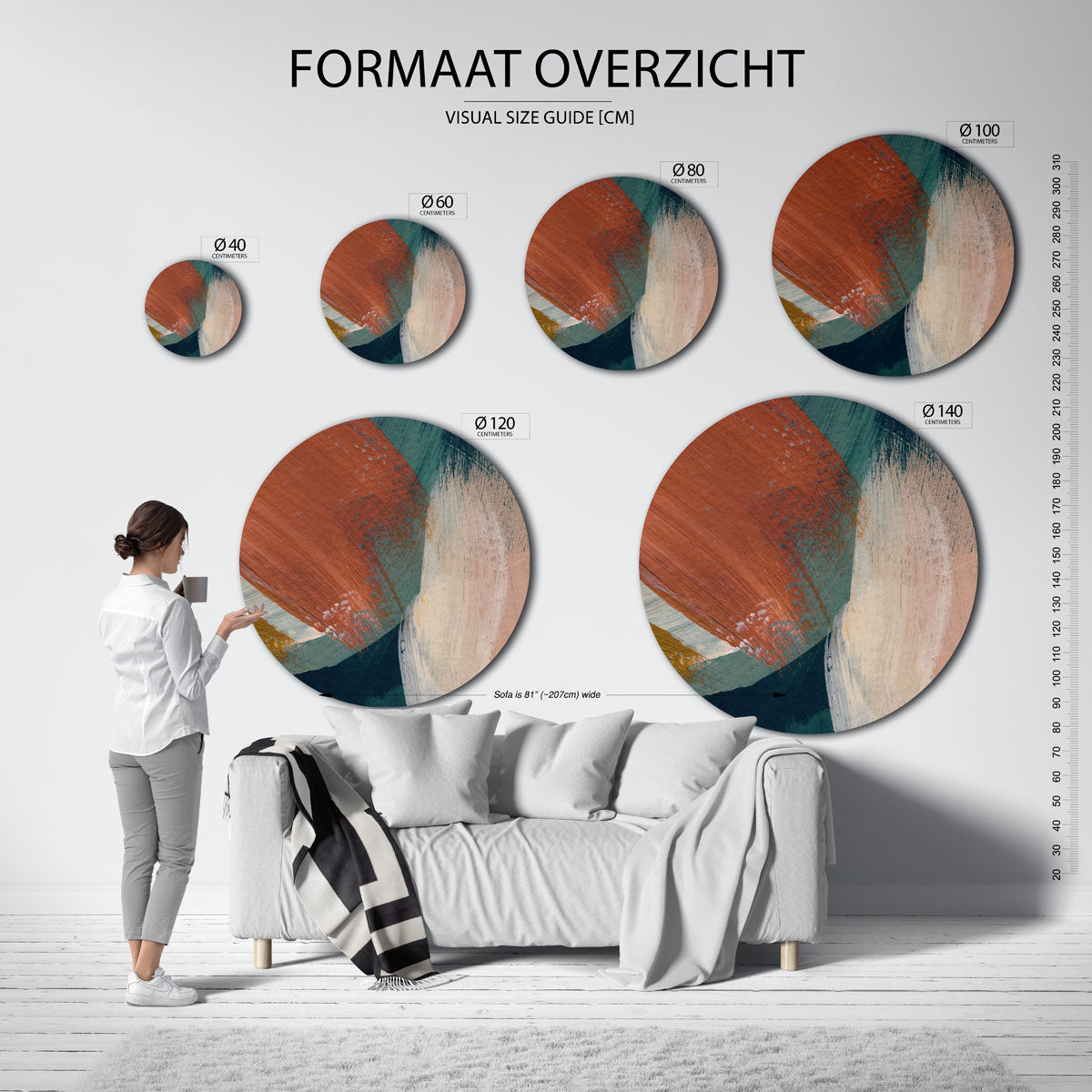 Abstracte penseelstreken Muurcirkel