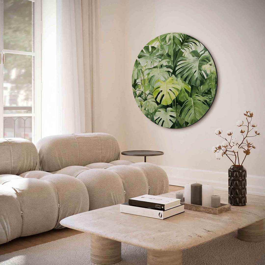 Monstera bladeren Muurcirkel