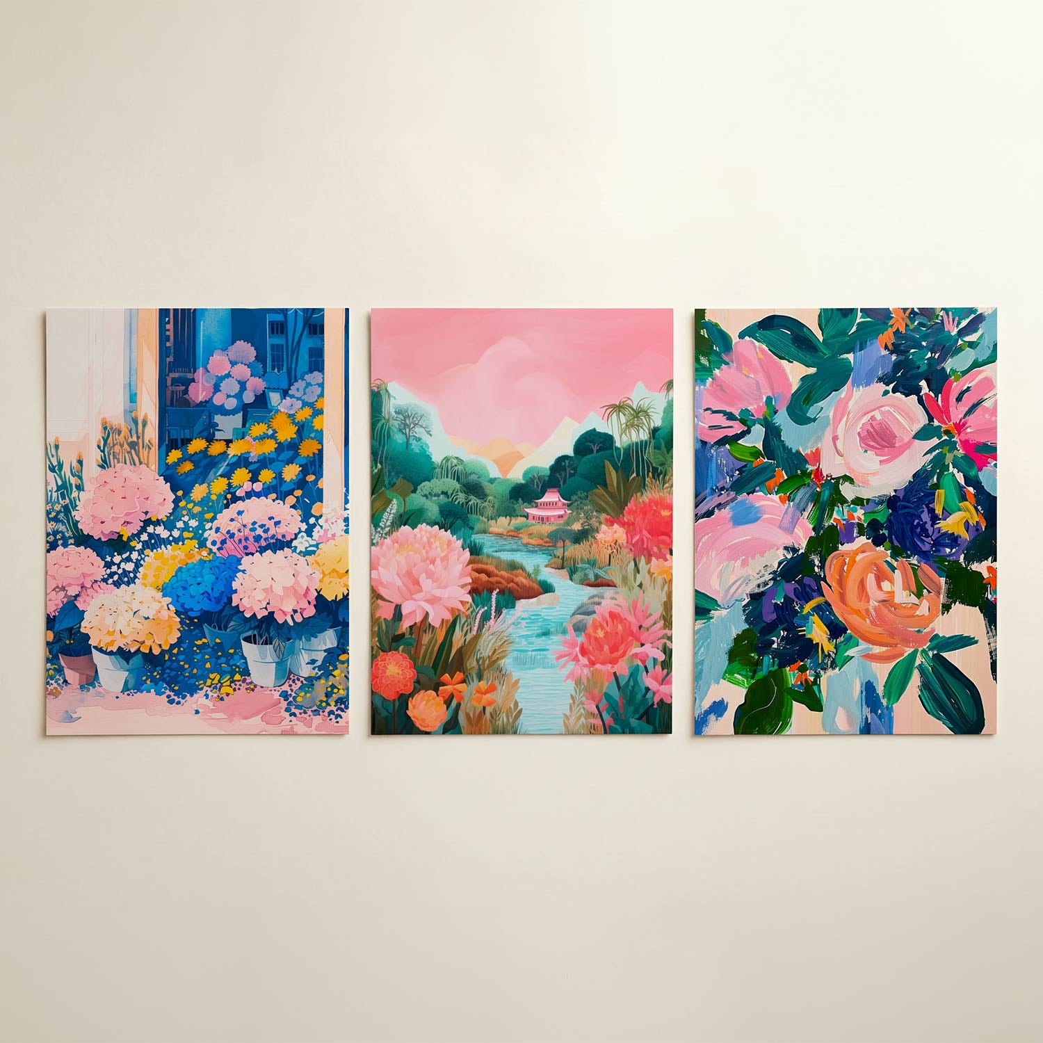 Bloemen en kleuren Posterset