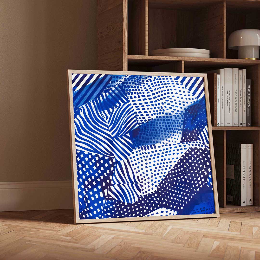 Blauwe patronen Poster