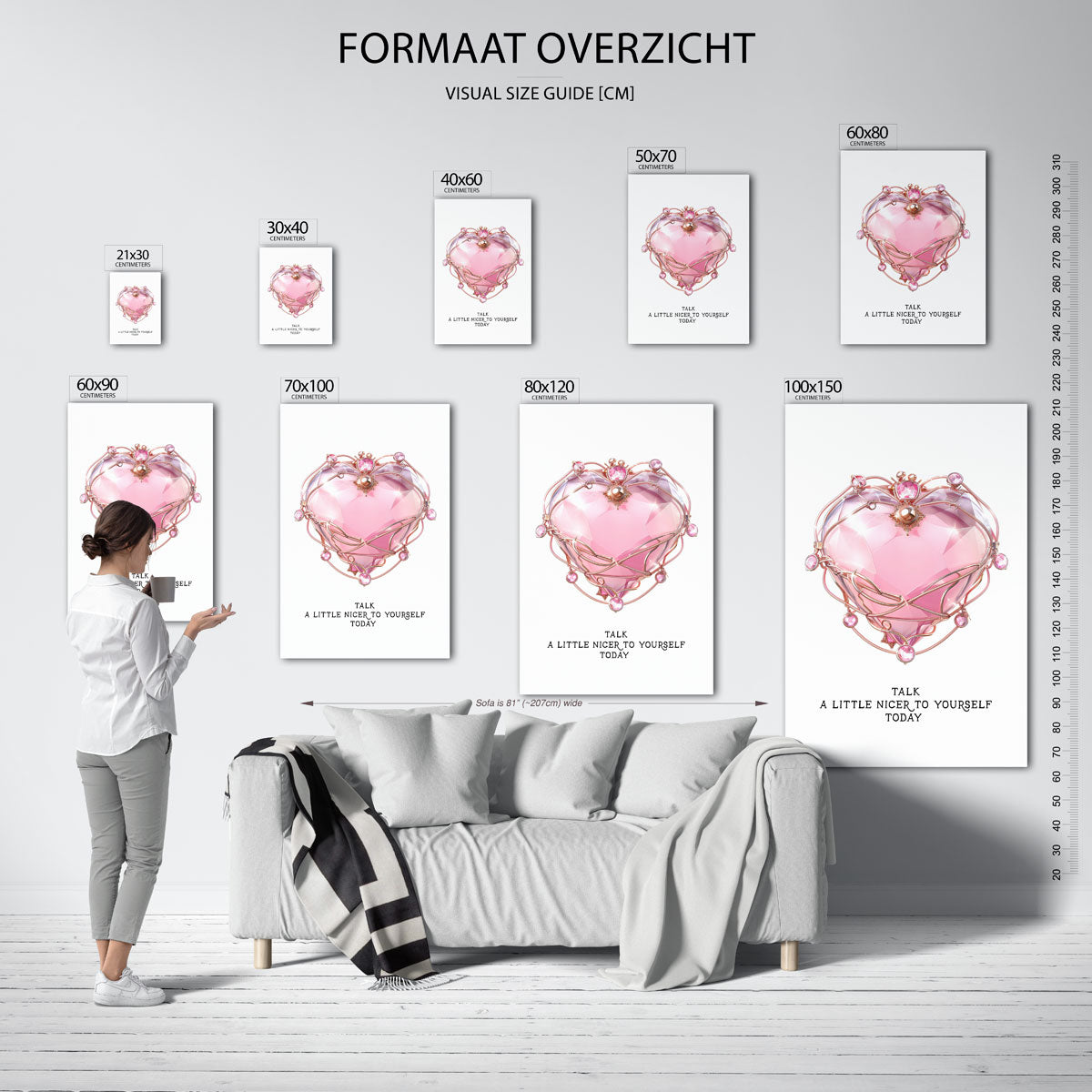 Roze hart met sieraden Poster