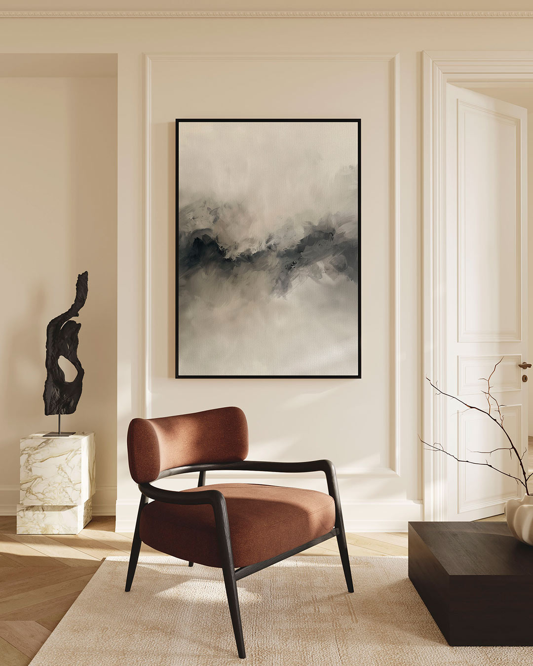 Vloeiende grijstinten Kunstwerk