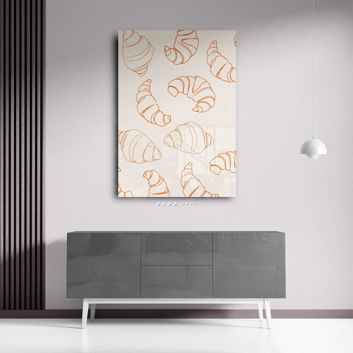 Croissant Illustratie Patroon Kunstwerk-canvas-dibond-plexiglas-wanddecoratie-WallArtistic