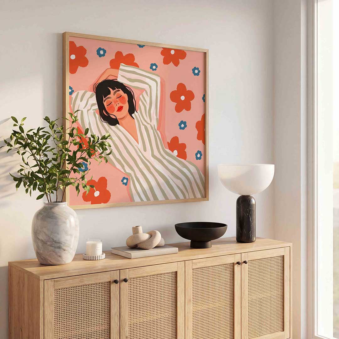 Vrouw met bloemen Poster