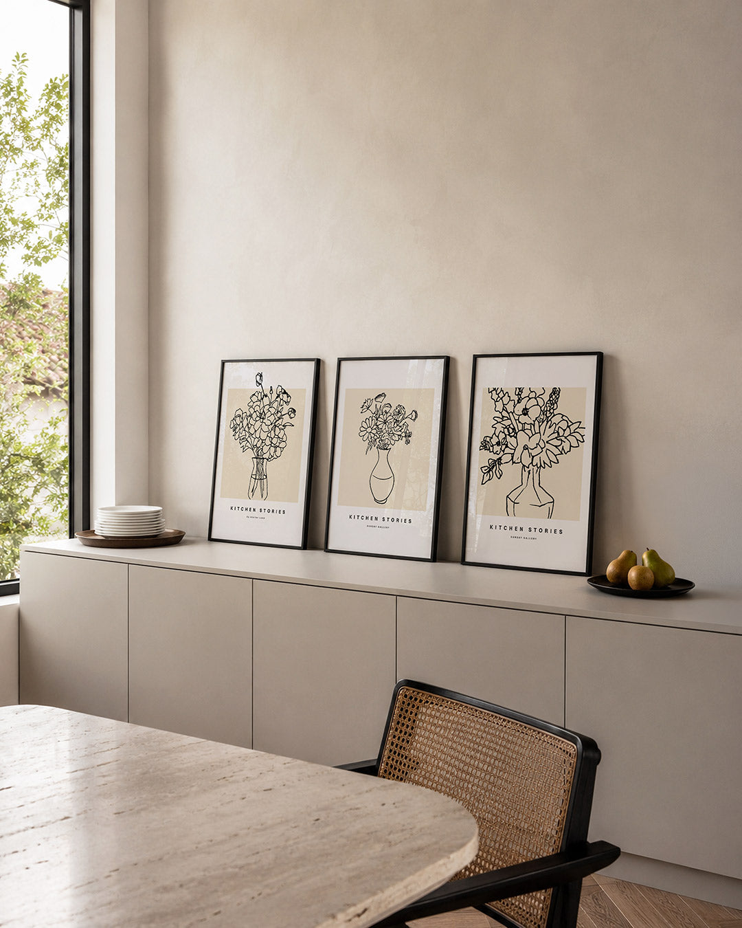 Lijnenspel bloemen Posterset