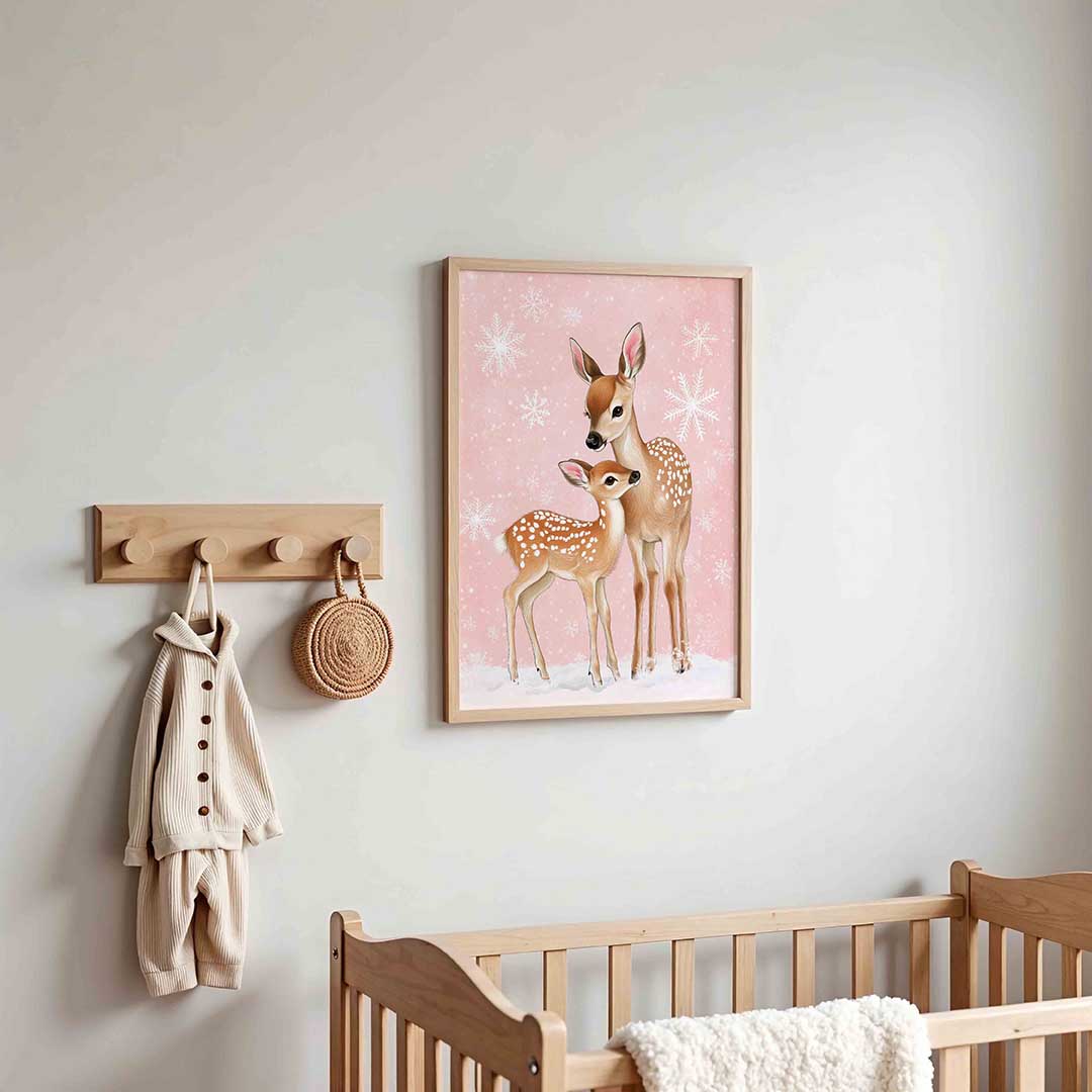 Herten op roze achtergrond Poster
