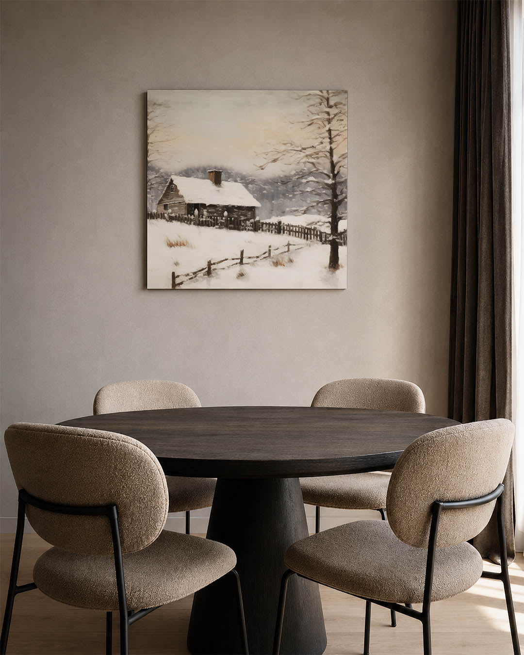 Winterlandschap met huis Kunstwerk